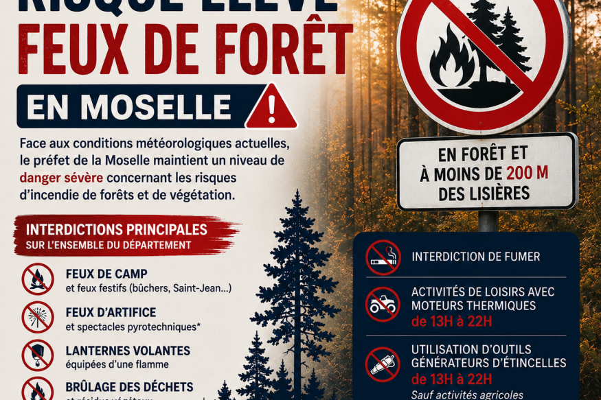 La Moselle placée en risque sévère : les restrictions renforcées face au danger d’incendie